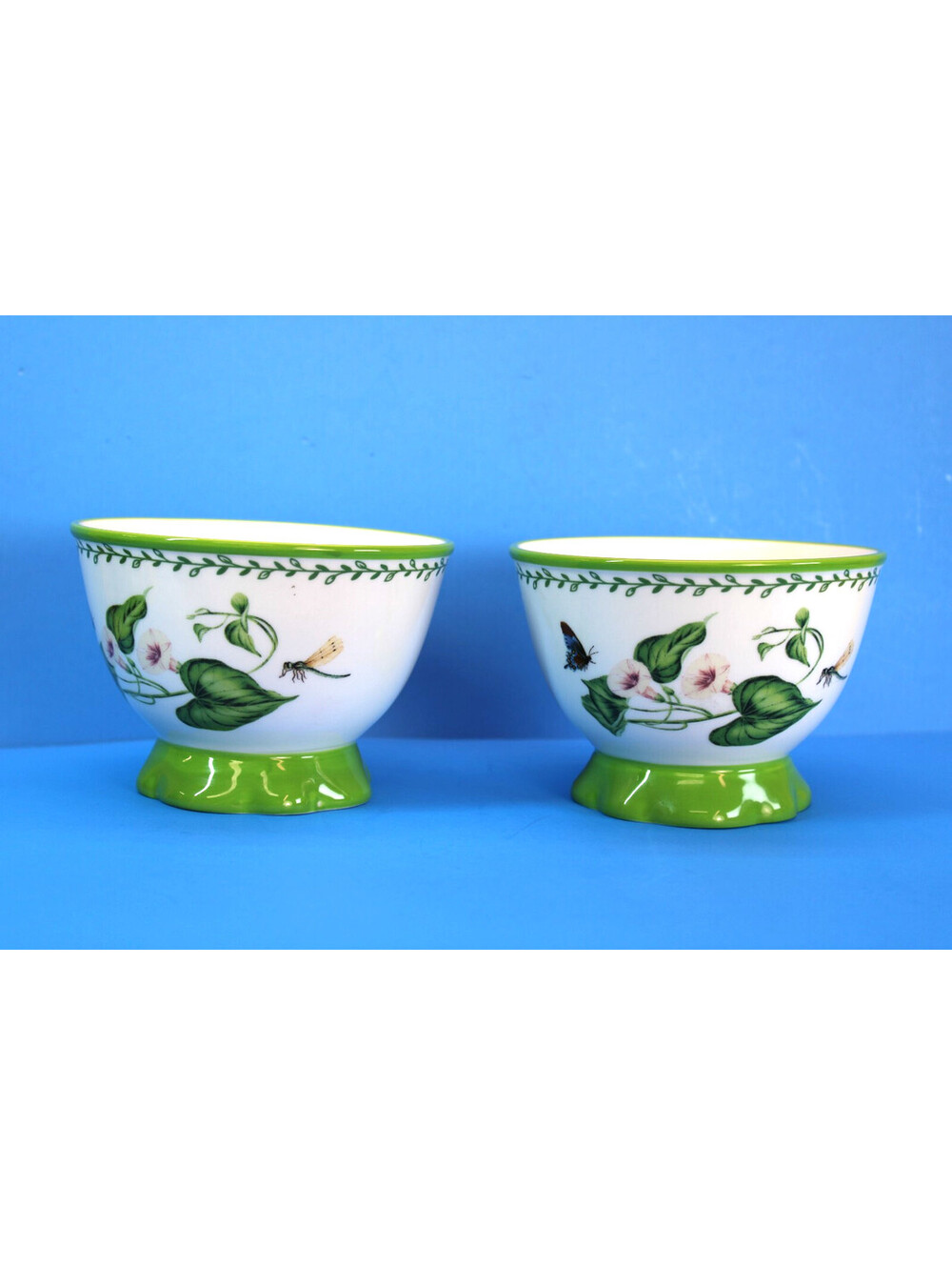 Certified International Mirabella Footed Ice Cream Bowls Dragonfly 5"x4" x2